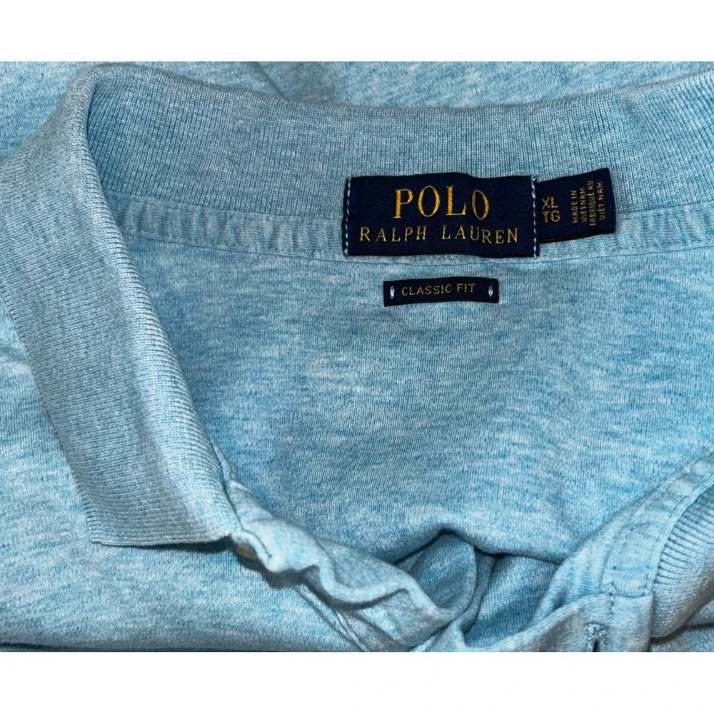 Polo Ralph Lauren Classic Fit Heather Blue Polo‎ Shirt Men's XL Embroidered Pony